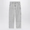 Carhartt Wip Double Knee Pant Black Chalk Wash In Gray