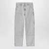 Carhartt Wip Double Knee Pant Black Chalk Wash In Gray
