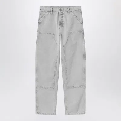 Carhartt Wip Double Knee Pant Black Chalk Wash In Gray