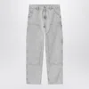 Carhartt Wip Double Knee Pant Black Chalk Wash In Gray