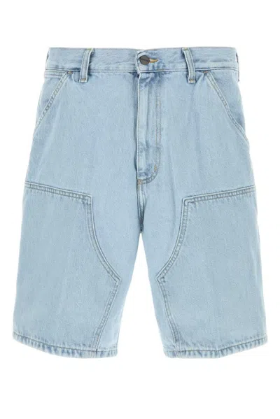 Carhartt Double Knee Cotton Denim Shorts In Blue