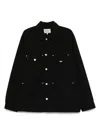 Carhartt Black Twill Drewe Chore Coat Jacket In Black Rinsed Nero