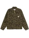 Carhartt Work In Progress Duck Detroit Camo Organic Cotton Canvas Zip Jacket In Green