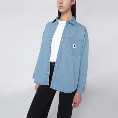 Carhartt Long Sleeves Cotton Denim Shirt In Blue