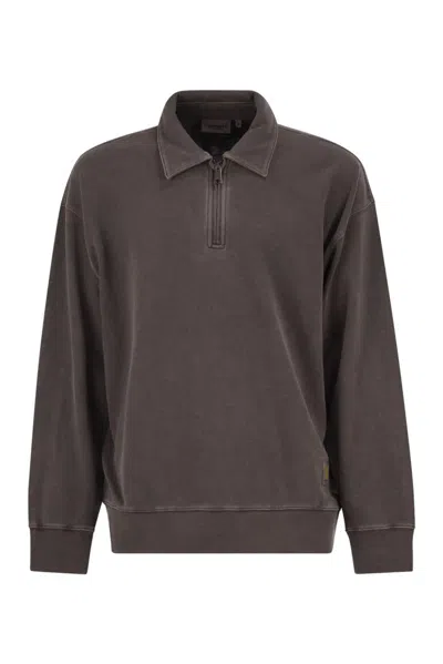 Carhartt Wip Faded Cotton Half-zip Sweatshirt In Brown