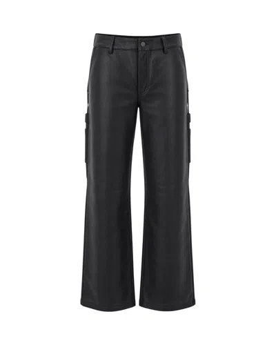 Carhartt Wip Faux Leather Flared Cargo Trousers In Black