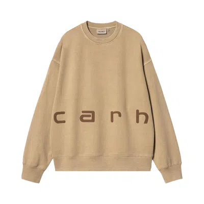 Pre-owned Carhartt Wip Felt Script Sweatshirt 'peanut/tobacco' | Brown | Men's Size M