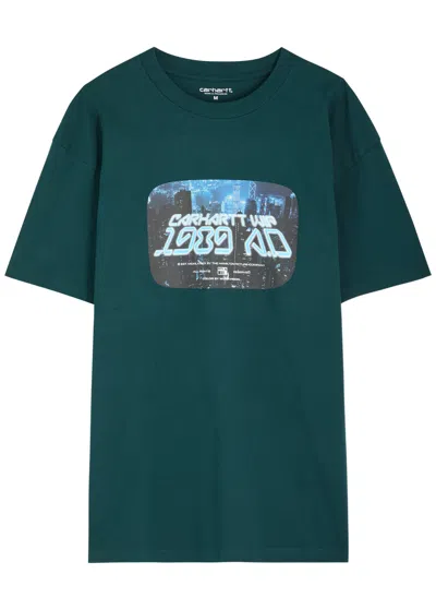 Carhartt Wip Flicks Printed Cotton T-shirt In Green