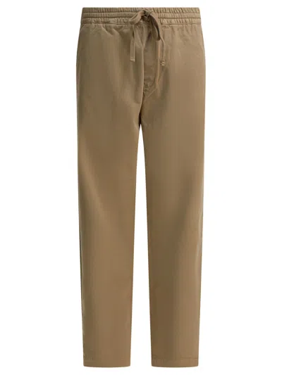 Carhartt Straight Leg Trousers Elastic Waistband In Brown