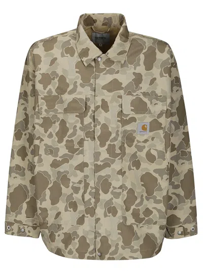 Carhartt Wip Front Kangaroo Pockets Collared Jacket In Gray