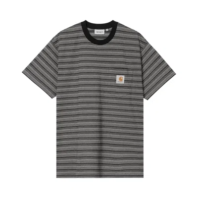 Pre-owned Carhartt Wip Gellar Stripe Pocket T-shirt 'black' | Green | Men's Size L