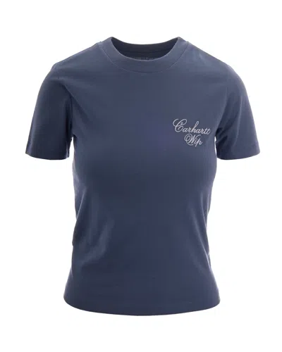 Carhartt Wip Graphic-embroidered Organic Cotton T-shirt In Blue