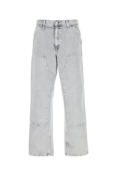 Carhartt Wip Grey Denim Double Knee Pant In Gray