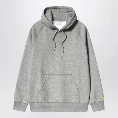 CARHARTT CARHARTT WIP GREY HEATHER/GOLD HOODED CHASE SWEATSHIRT