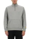 Carhartt Half Zipper Sweatshirt Ribbed Cuffs In Grey