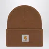Carhartt Wip Mens Hamilton Brown Brand-patch Ribbed Knitted Beanie