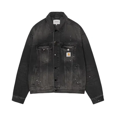 Pre-owned Carhartt Wip Helston Jacket 'black (destroy Wash, Splatter)' | Men's Size M