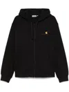 Carhartt Wip Black Cotton Hooded American Script Sweat In Black