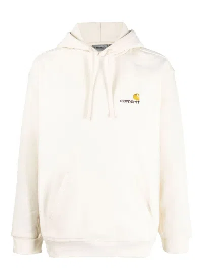 Carhartt Wip Hooded American Script Sweat In Neutral