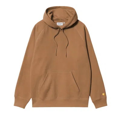 Pre-owned Carhartt Wip Hooded Chase Sweatshirt 'hamilton Brown/gold' | Men's Size M