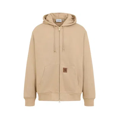 Carhartt Hooded Eldon Sweat Jacket Dusty Brown In Beige