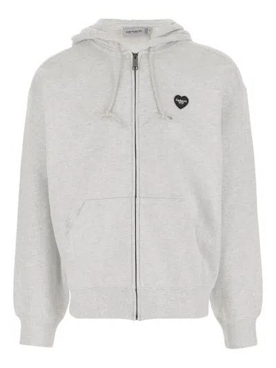 Carhartt Wip Hooded Heart Ii Hartt Sweat Jacket Clothing In Gray