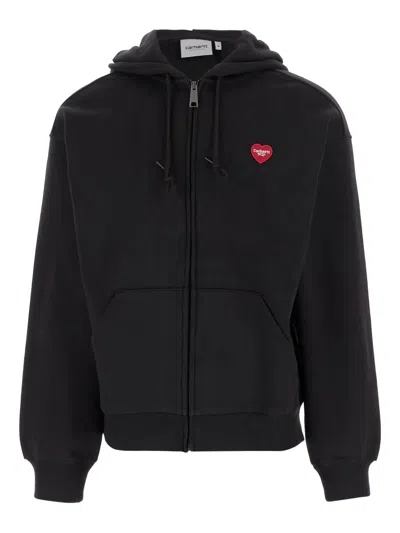 Carhartt Wip Hooded Heart Ii Hartt Sweat Jacket Clothing In Black