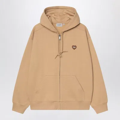 CARHARTT CARHARTT WIP  HOODED HEART II HARTT SWEAT JACKET DUSTY BROWN