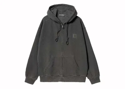 Pre-owned Carhartt Wip Hooded Nelson (garment Dyed) Jacket In Charcoal