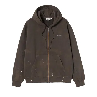Pre-owned Carhartt Wip Hooded Painter Jacket 'tobacco (destroy Wash, Splatter)' | Brown | Men's Size M