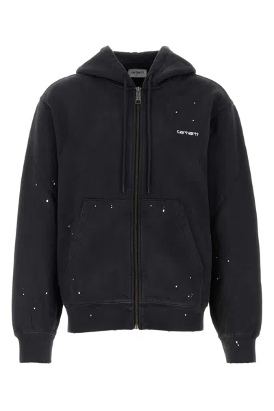Carhartt Wip Hooded Painter Jacket Cotton Sweat In Black