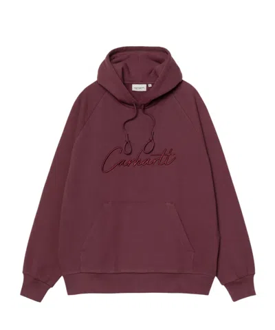 Carhartt Embroidered-logo Hooded Sweatshirt In Burgundy