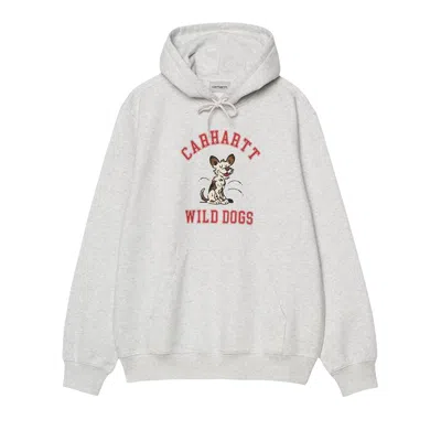 Pre-owned Carhartt Wip Hooded Wild Dog Sweatshirt 'ash Heather' | Grey | Men's Size L In Gray