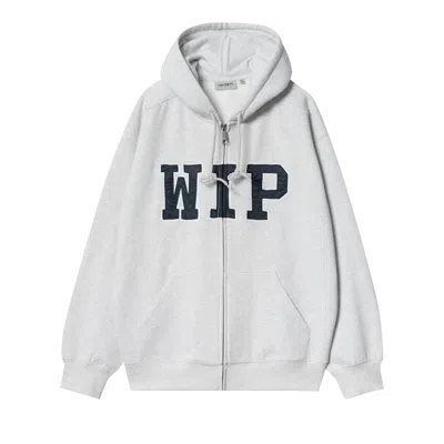 Pre-owned Carhartt Wip Hooded Wip Sweat Jacket 'ash Heather/stone Washed' | Grey | Men's Size M