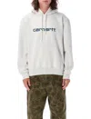 Carhartt Work In Progress Logo Embroidered Hoodie In Ash Heather
