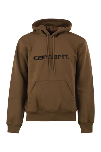 Carhartt Wip Hoodie With Embroidered Logo In Brown