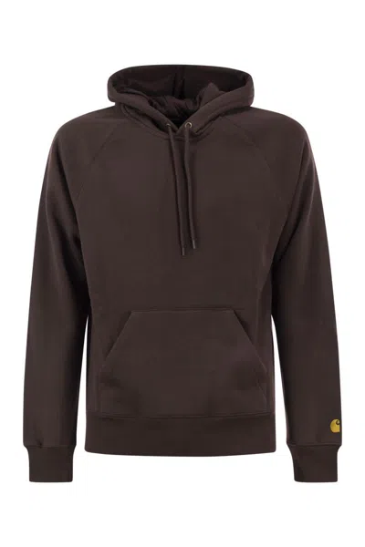 Carhartt Wip Hoodie With Embroidered Logo In Brown