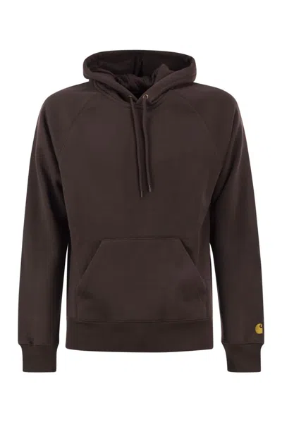 Carhartt Wip Hoodie With Embroidered Logo In Brown