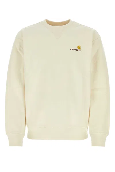 Carhartt Wip Ivory Cotton Blend American Script Swea In Neutral