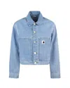 Carhartt Wip Womens Stamp Print Blue Graphic Regular Fit Cotton-denim Jacket In Blue