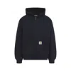 Carhartt Hooded Jacket With Pockets And Ribbed Finish In Blue