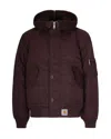 Carhartt Medium-weight Nylon Bomber Jacket With Detachable Fleece Flap In Brown