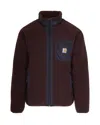Carhartt Fleece Jacket With High Collar And Pockets In Brown