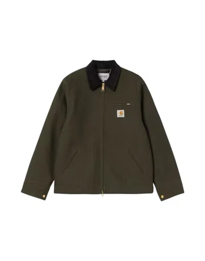 Carhartt Detroit Jacket With Contrasting Black Collar In Green