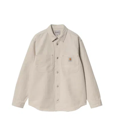 Carhartt Relaxed Fit Button-up Shirt Jac With Logo Patch In Neutral