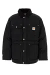 Carhartt Long Quilted Nylon Jacket Front Pockets In Black