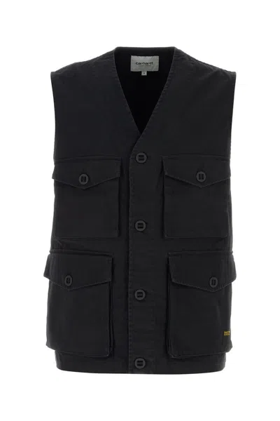 Carhartt Wip Jackets And Vests In Blackheavyenzymewash