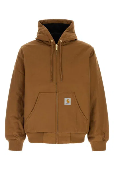 Carhartt Active Jacket With Hood And Pockets In Brown
