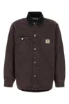 Carhartt Denim Shirt Jacket Long Sleeves In Brown