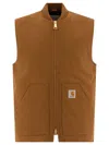 Carhartt Logo-patch Zipped Vest In Brown